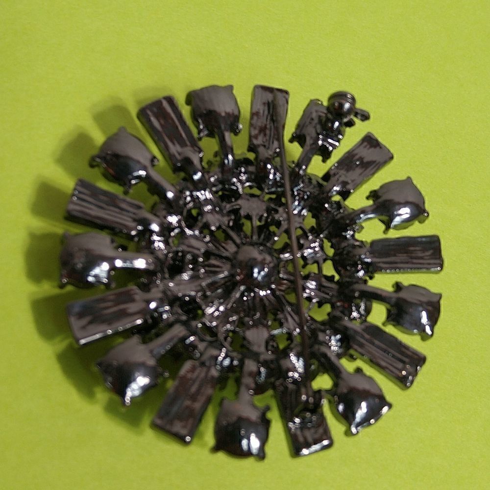 Large Iolite and Faux Diamond Pin - Picture 2 of 4